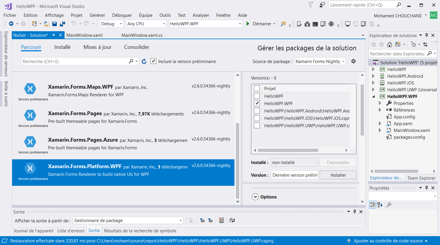 Install WPF package